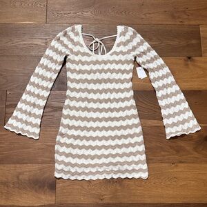 Hollister Kids Zigzag Dress - White and Tan